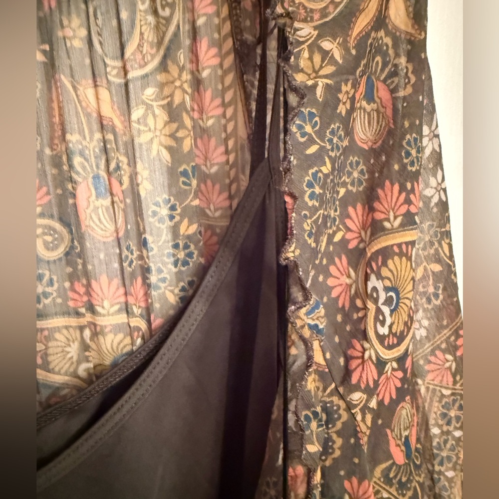 New Fig & Flower 2X olive boho floral green bohme Anthropologie maxi dress $168 - Picture 5 of 6